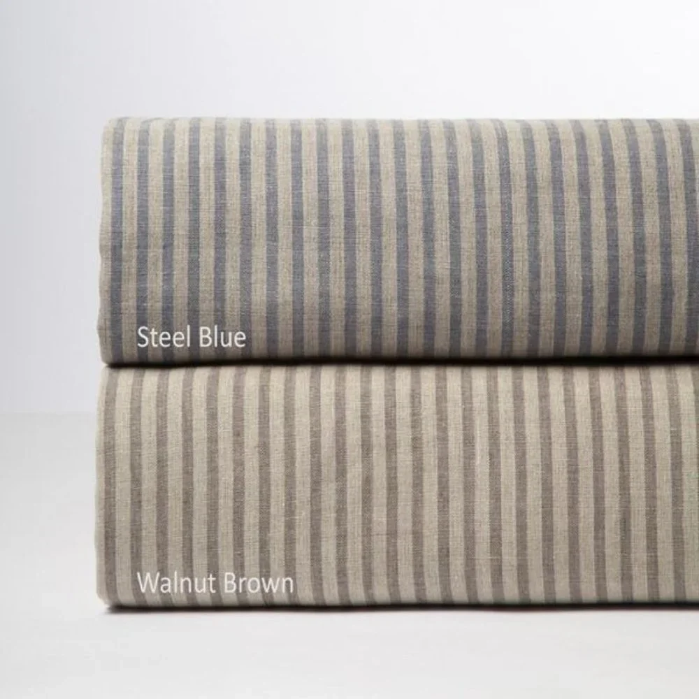 Amity Home Queen Bernadette Stripe Linen Duvet Cover In Steel Blue NWT